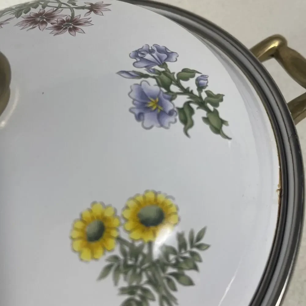 1980s Regency Club Cooks Corner 2 Handled Enamelware Soup Casserole w/Lid 3 Qt